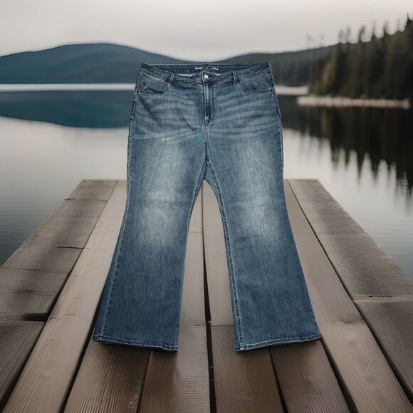 Old Navy High Rise Wow Flare Jeans Plus 18 Short (39x27) Blue Stretch Womens - Picture 1 of 10